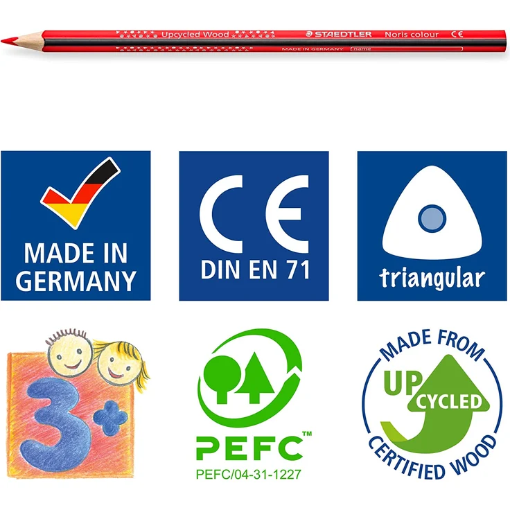 STAEDTLER 187 C12P1 Noris Colour Buntstift (erhöhte Bruchfestigkeit, Dreikantform, attraktives Design, ergonomische Soft-Oberfläche, Wopex Material, Set mit 16 brillanten Stiften im Kartonetui) – Bild 5