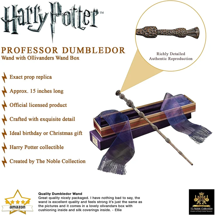 The Noble Collection Professor Dumbledore Wand in Ollivanders Box 15. 7 inch (40cm) Professor Dumbledore Wand With Replica Ollivanders Wand Box - Harry Potter Film Set Movie Props Wands Movie Props Wands - Preisvergleich – Bild 3