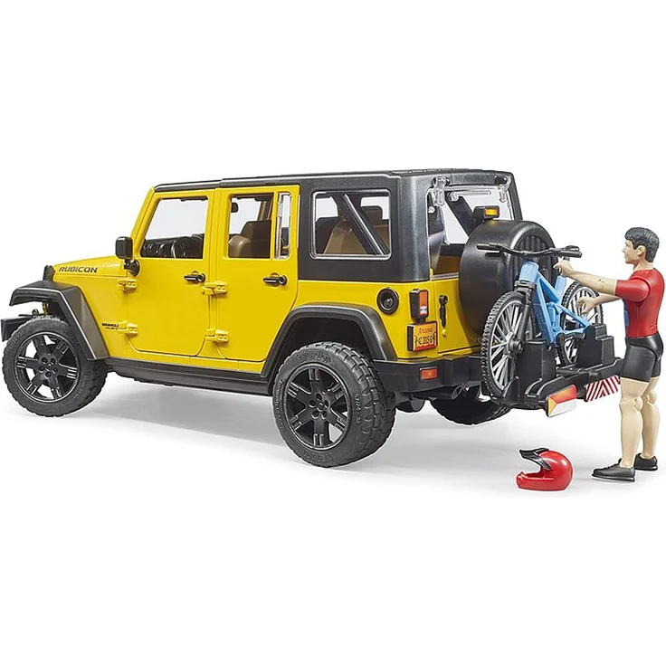 Bruder 02543 - Jeep Wrangler Rubicon Unlimited mit 1 Mountainbike und Radfahrer – Bild 3