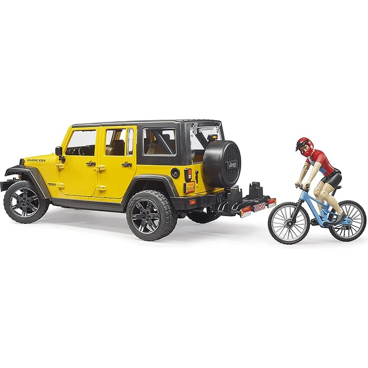 Bruder 02543 - Jeep Wrangler Rubicon Unlimited mit 1 Mountainbike und Radfahrer – Bild 6