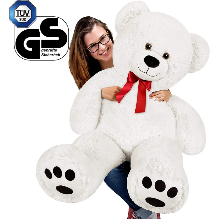 Monzana Teddybär L - XXXL 50-175cm verschiedene Farben Weiches Fell Schleife Tatzendruck Geschenk Plüschtier Kuscheltier Stofftier Riesen Teddy Bär – Bild 4