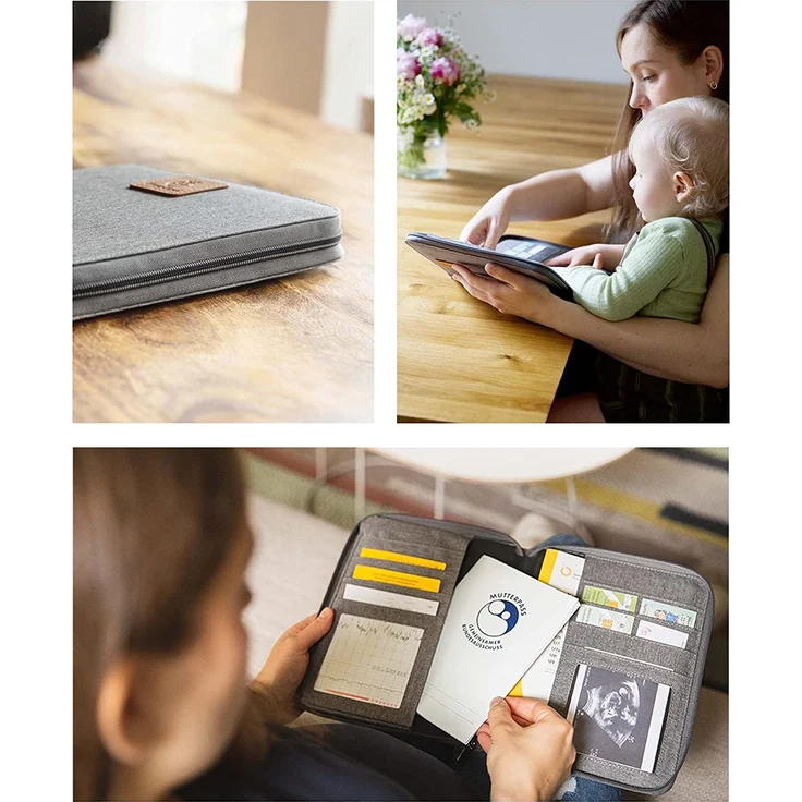 Ehrenkind® Mutterpasshülle | Mutterkindpasshülle | U-Heft Tasche | Mutterpassbuch | Impfpass Hülle GRAU mit Dreiecken - Preisvergleich – Bild 6