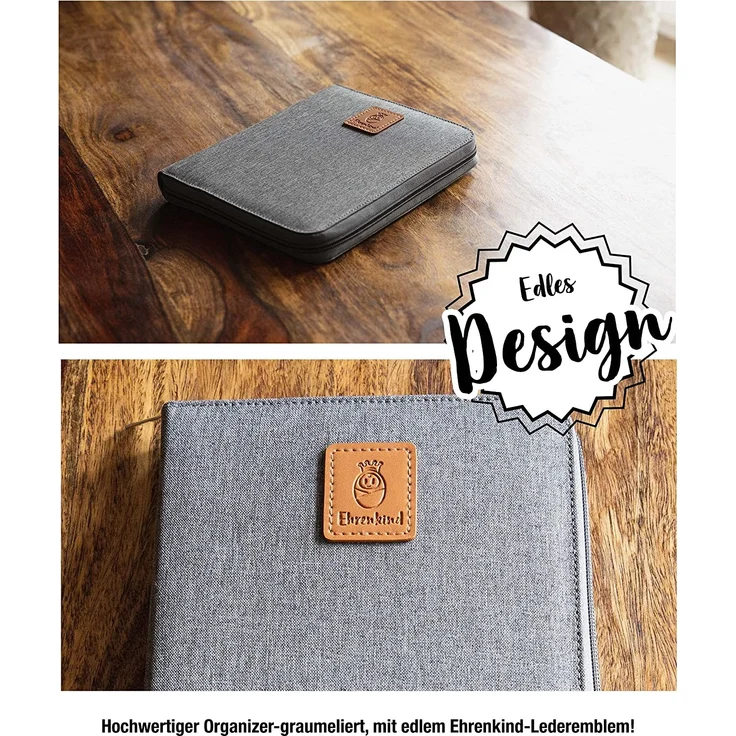 Ehrenkind® Mutterpasshülle | Mutterkindpasshülle | U-Heft Tasche | Mutterpassbuch | Impfpass Hülle GRAU mit Dreiecken - Preisvergleich – Bild 5