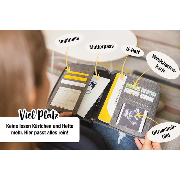 Ehrenkind® Mutterpasshülle | Mutterkindpasshülle | U-Heft Tasche | Mutterpassbuch | Impfpass Hülle GRAU mit Dreiecken - Preisvergleich – Bild 4