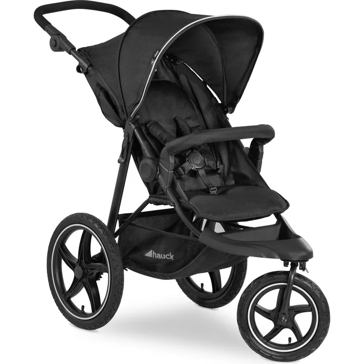 Hauck Kinder Buggy Runner 2, Große Luftreifen 3 Rad, Bis 25 kg, mit Liegefunktion und Netzfenster, UV-Schutz 50+, Höhenverstellbar, Zusammenklappbar, Großer Korb, Schwarz – Bild 1