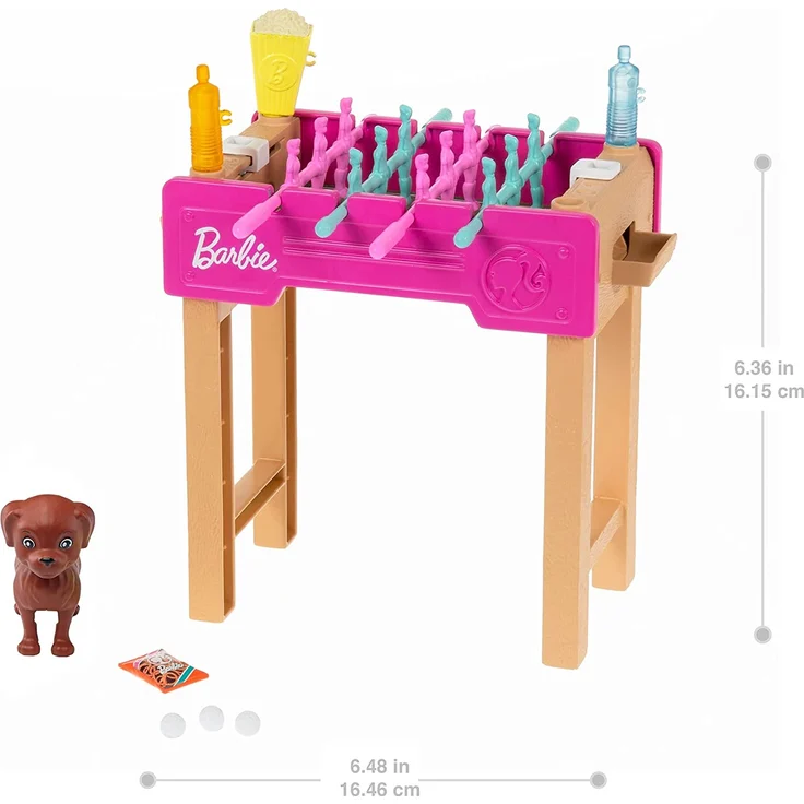 Barbie GRG77 - Mini-Spielset mit Haustier, Zubhörteilen und funktionierendem Tischfußball-Spiel, Thema Spielabend, Geschenk für Kinder von 3 bis 7 Jahren – Bild 5