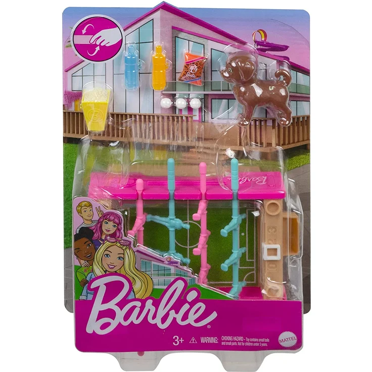 Barbie GRG77 - Mini-Spielset mit Haustier, Zubhörteilen und funktionierendem Tischfußball-Spiel, Thema Spielabend, Geschenk für Kinder von 3 bis 7 Jahren – Bild 6