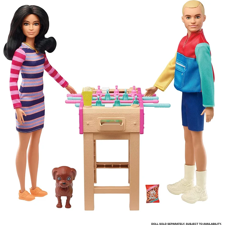 Barbie GRG77 - Mini-Spielset mit Haustier, Zubhörteilen und funktionierendem Tischfußball-Spiel, Thema Spielabend, Geschenk für Kinder von 3 bis 7 Jahren – Bild 4