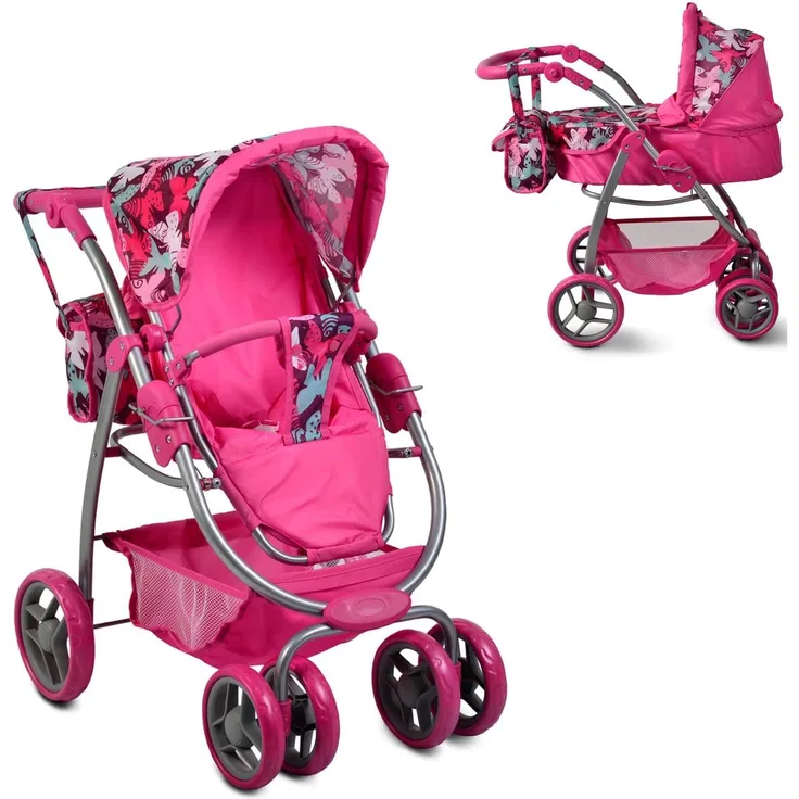 Puppenbuggy, Puppenwagen Sweet Hard 9662, Winterkorb, Tasche, einstellbare Höhe