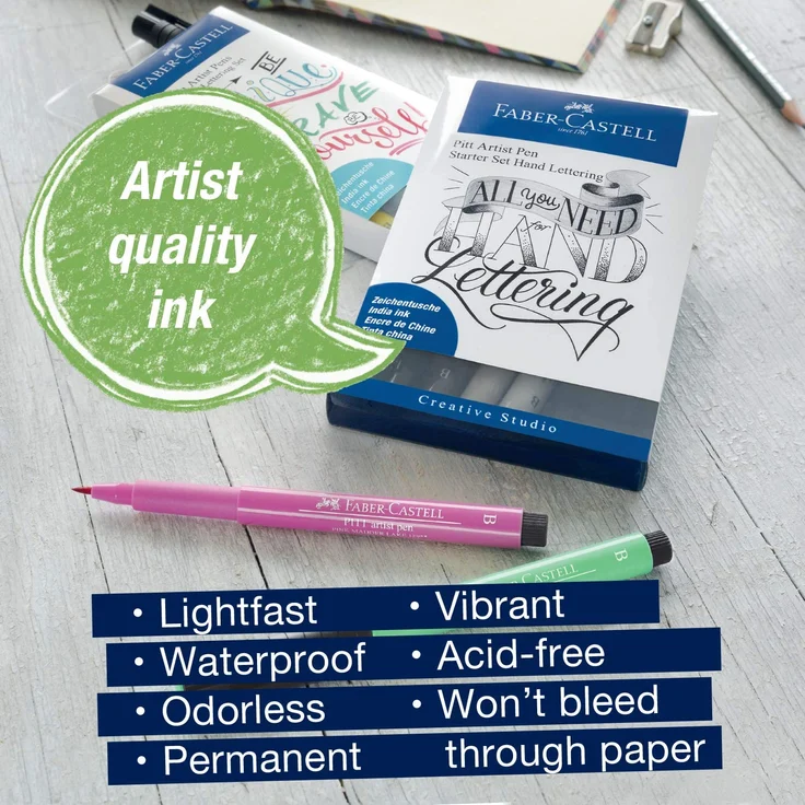 Faber-Castell 267124 - Tuschestift Pitt Artist Pen Lettering, Rosatöne, 8er Etui, Mehrfarbig – Bild 4