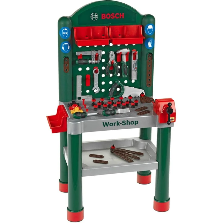 Theo Klein 8320 Bosch Workshop I 79-teilig|Arbeitsplatte mit Lernfunktion I Maße: 50 cm 37 cm 102 cm I Spielzeug für Kinder ab 3 Jahren – Bild 1