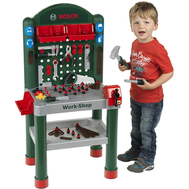 Theo Klein 8320 Bosch Workshop I 79-teilig|Arbeitsplatte mit Lernfunktion I Maße: 50 cm 37 cm 102 cm I Spielzeug für Kinder ab 3 Jahren – Bild 3