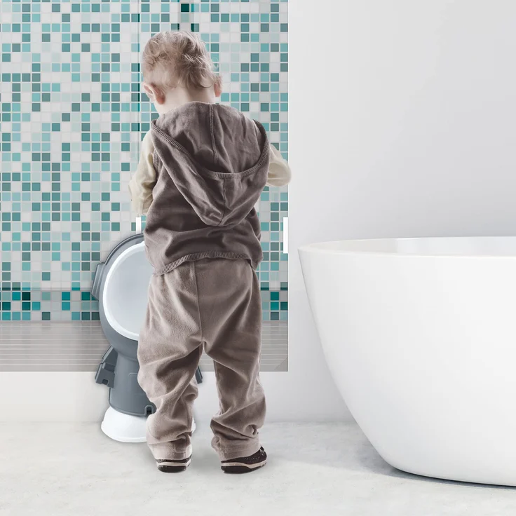 all Kids United® Kinder-Pissoir; Baby Übungs-Töpfchen; Urinal Toiletten-Trainer zum Üben - Höhenverstellbare Pinkel-Toilette für Jungs (Pissoir - Grau) – Bild 2