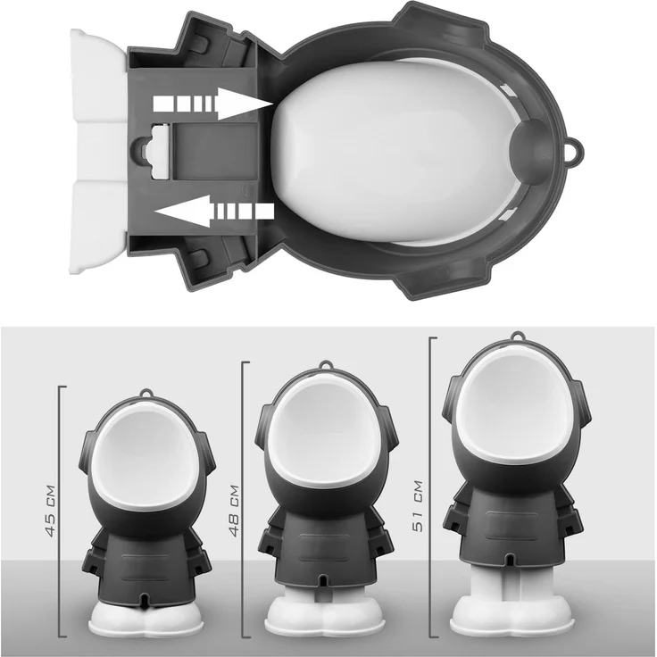 all Kids United® Kinder-Pissoir; Baby Übungs-Töpfchen; Urinal Toiletten-Trainer zum Üben - Höhenverstellbare Pinkel-Toilette für Jungs (Pissoir - Grau) – Bild 3