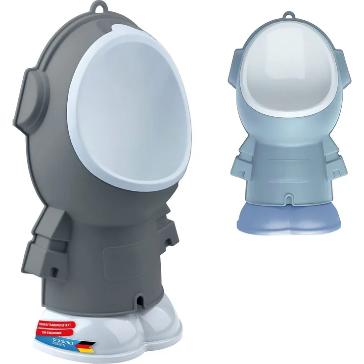all Kids United® Kinder-Pissoir; Baby Übungs-Töpfchen; Urinal Toiletten-Trainer zum Üben - Höhenverstellbare Pinkel-Toilette für Jungs (Pissoir - Grau) – Bild 1
