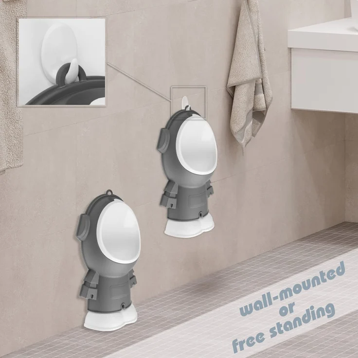 all Kids United® Kinder-Pissoir; Baby Übungs-Töpfchen; Urinal Toiletten-Trainer zum Üben - Höhenverstellbare Pinkel-Toilette für Jungs (Pissoir - Grau) – Bild 4