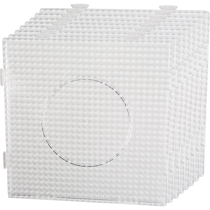Smowo® 8 Bügelperlen Platten - Steckplatten Quadratisch und transparent - zusammensteckbar mit Stiftplatten - 14,5 x 14,5 cm