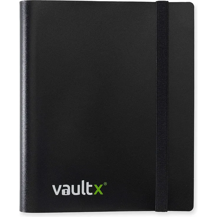 Vault X ® Sammelkarten-Album - 4 Fächer Sammelkarten Trading Cards Mappe - 160 Fächer mit Seitenöffnung für Spielkarten zum sammeln und tauschen (Schwarz)