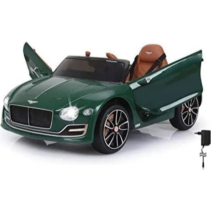 Jamara 460333 - Ride-on Bentley EXP12 grün 12V - 2-Gang, leistungsstarker Antriebsmotor und Akku für lange Fahrzeit, Ultra-Grip Gummiring am Rad, AUX- und USB-Anschluss, LED-Scheinwerfer, Flügeltüren