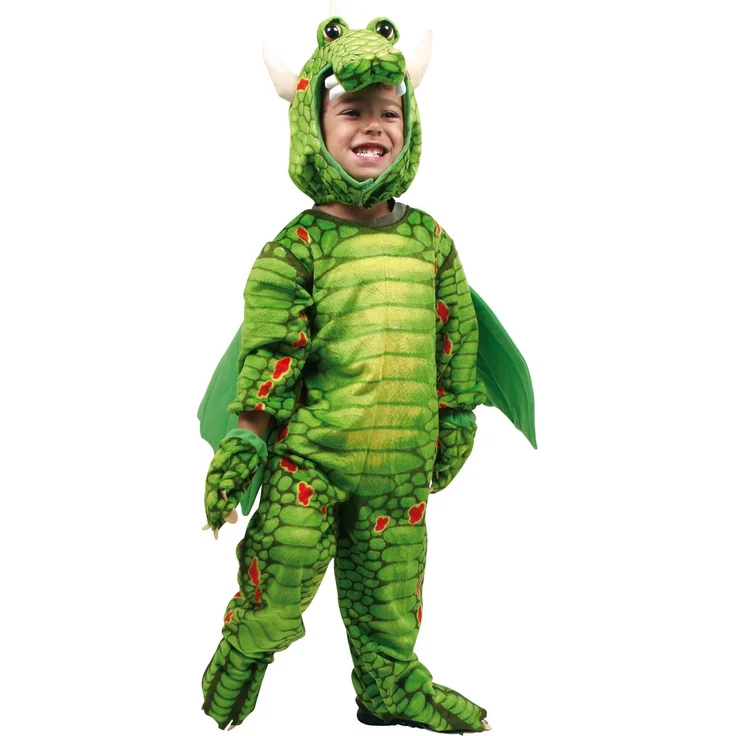 Legler Faschings/- Karnevalskostüm /Ganzkörperkostüm „Drachen“ aus weichem Stoff, mit bunten Mustern inkl. Masken-Kapuze, Handschuhen und Schwanz, für Kleinkinder ab 2 Jahren – Bild 4