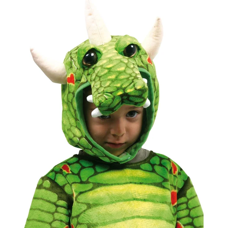 Legler Faschings/- Karnevalskostüm /Ganzkörperkostüm „Drachen“ aus weichem Stoff, mit bunten Mustern inkl. Masken-Kapuze, Handschuhen und Schwanz, für Kleinkinder ab 2 Jahren – Bild 3
