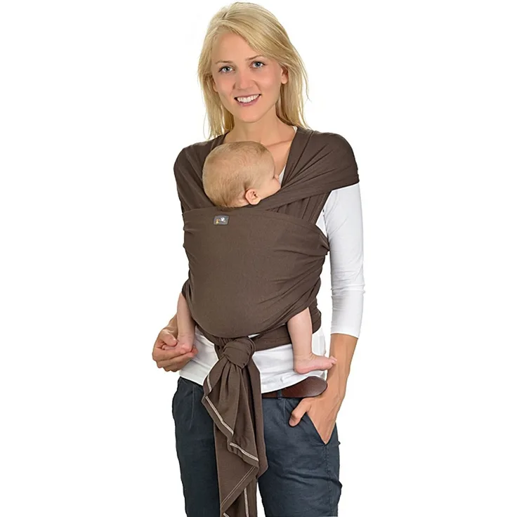 HOPPEDIZ elastisches Tragetuch für Früh- und Neugeborene, inkl. Trageanleitung, 5,40m x 0,50m, Marone