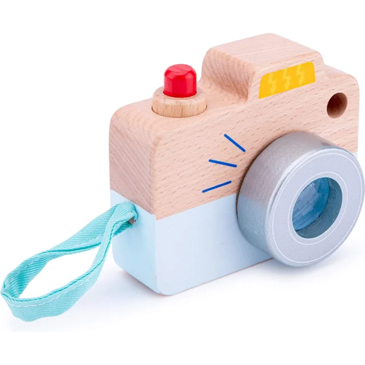 New Classic Toys Kamera 10 x 9 cm Holz natur/hellblau