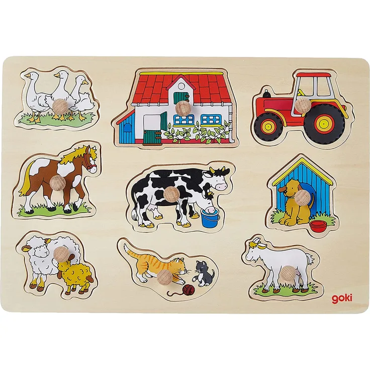 Goki 57908 Steckpuzzle Bauernhof I - Preisvergleich