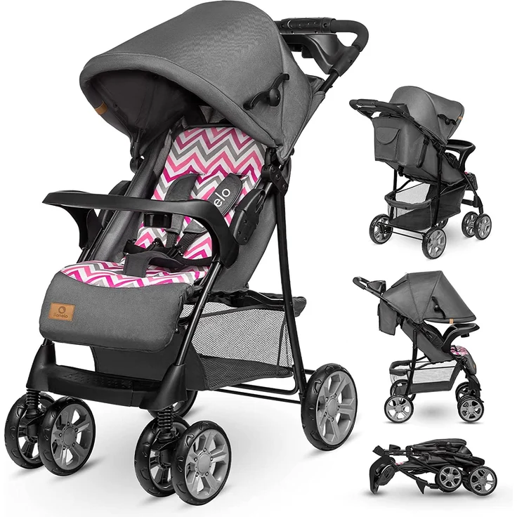 LIONELO Emma Plus Kinderwagen bis zu 15 kg, Kindersportwagen, leicht modern klein Buggy mit Liegeposition, zusammenklappbar, große Räder, großer Korb, Tasche – Bild 1