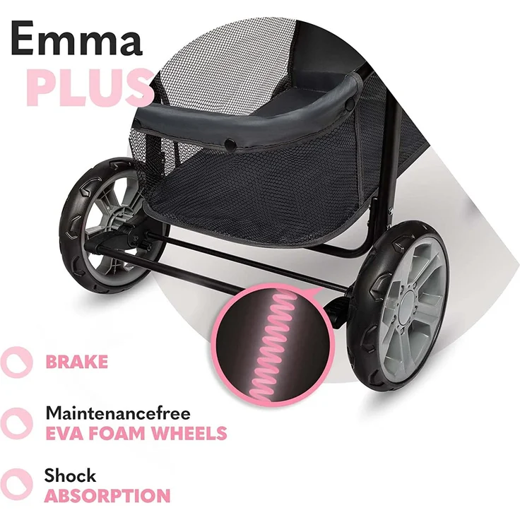 LIONELO Emma Plus Kinderwagen bis zu 15 kg, Kindersportwagen, leicht modern klein Buggy mit Liegeposition, zusammenklappbar, große Räder, großer Korb, Tasche – Bild 6
