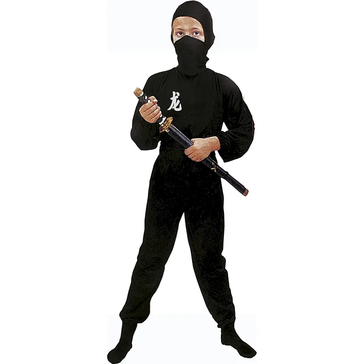 Blumen Paolo – Black Ninja Kostüm Kinder L (7-9 anni) Schwarz