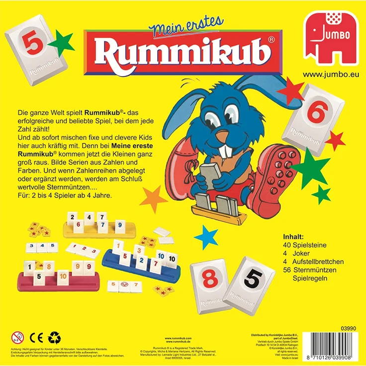 Jumbo Spiele 03990 Original erstes Rummikub Kinderspiel, Gesellschaftsspiel, Ab 4 Jahren – Bild 3