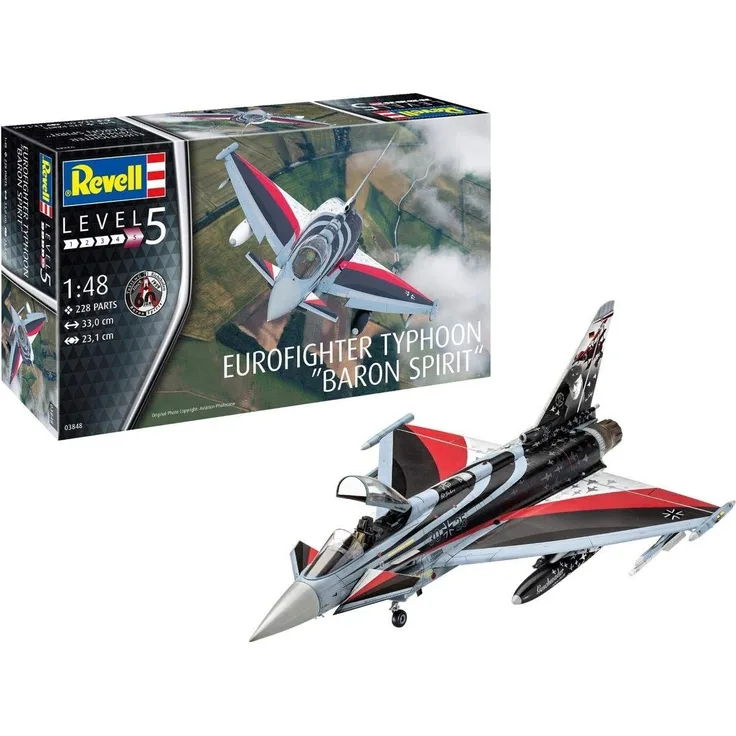 Revell RV03848 03848 Eurofighter Typhoon Baron Spirit, Flugzeugmodellbausatz 1:48, 33 cm originalgetreuer Modellbausatz für Experten, unlackiert