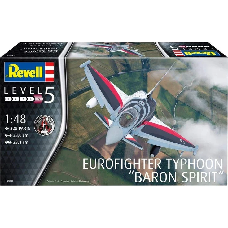 Revell RV03848 03848 Eurofighter Typhoon Baron Spirit, Flugzeugmodellbausatz 1:48, 33 cm originalgetreuer Modellbausatz für Experten, unlackiert – Bild 2