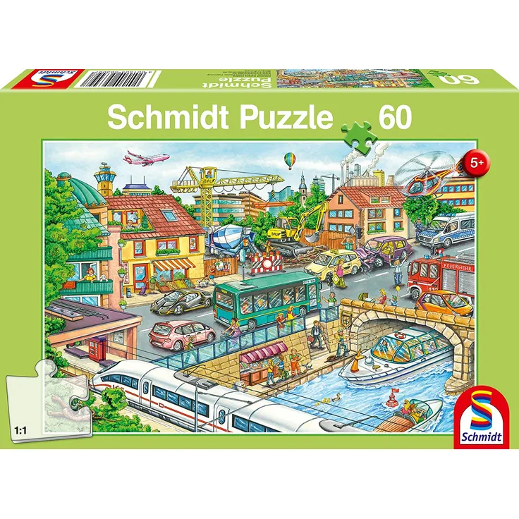 Schmidt Spiele Puzzle 56309 Fahrzeuge und Verkehr, 60 Teile Kinderpuzzle, bunt