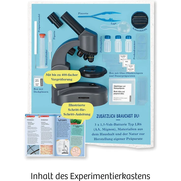 Kosmos 636098 Mikroskop Experimentierkasten für Kinder, Grey – Bild 2