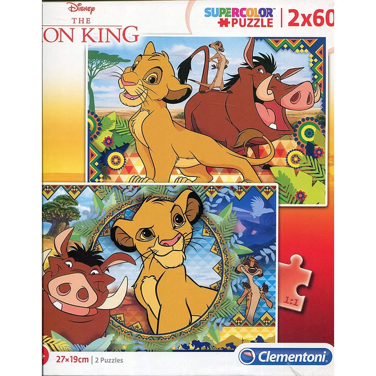 Clementoni 21604 Clementoni-21604-Supercolor Puzzle-Der König der Löwen-2 x 60 Teile, Mehrfarben