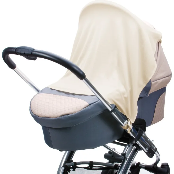 DIAGO Schlummertuch inklusive Clip- und Klett-Befestigung, für unterwegs, Ruhe- und Schlaf-Abdeckung für Kinderwagen, Babywanne, Babyschale und Buggy, Atmungsaktiv und Leicht, Creme, Ivory