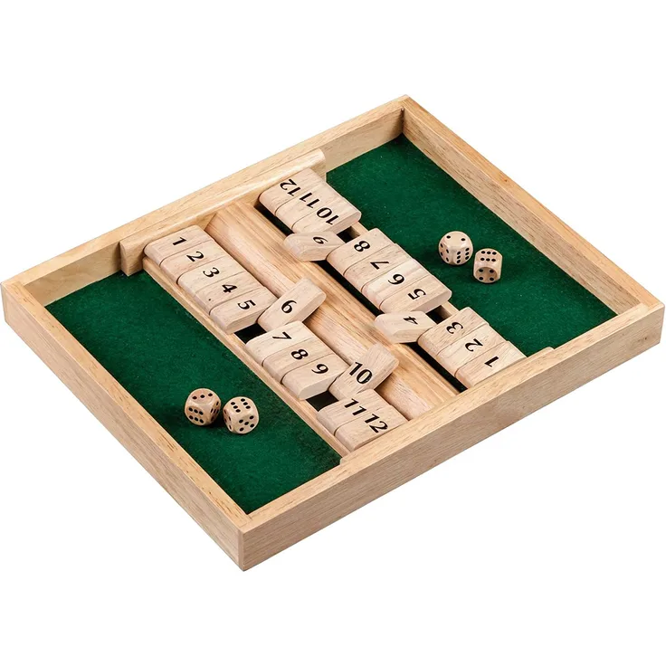 Philos 3282 - Shut The Box, 12er für 1-2 Personen, Würfelspiel, Holz