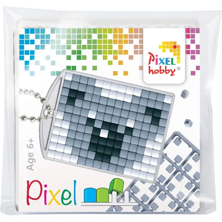Pixel P23035 Mosaik Medaillon Koala, Schlüsselanhänger für Kinder zum Selbstgestalten, kinderleichtes Stecksystem, ohne Bügeln und Kleben, Steinchen aus Biokunststoff