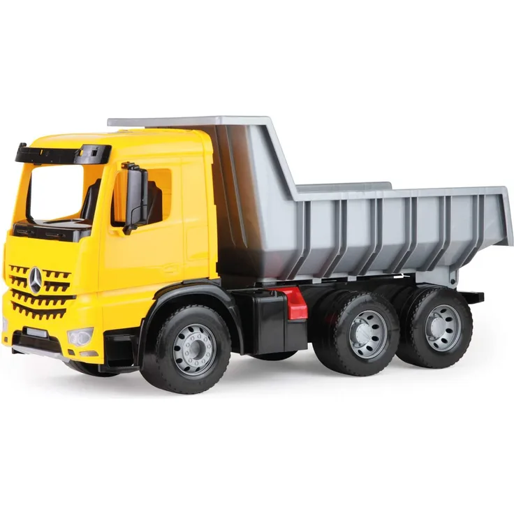 Lena 02065 - Starke Riesen Muldenkipper Mercedes Benz Arocs, ca. 67 cm, großer Kipper mit 3 Achsen und verriegelbarer Kippmulde, robustes Baustellen Spielfahrzeug Kipplaster für Kinder ab 3 Jahre