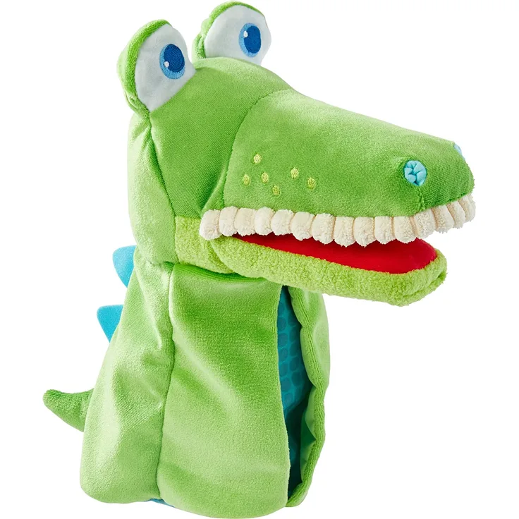 HABA 306255 - Handpuppe Allesfresser Kroko, Handpuppe ab 1,5 Jahren, grün