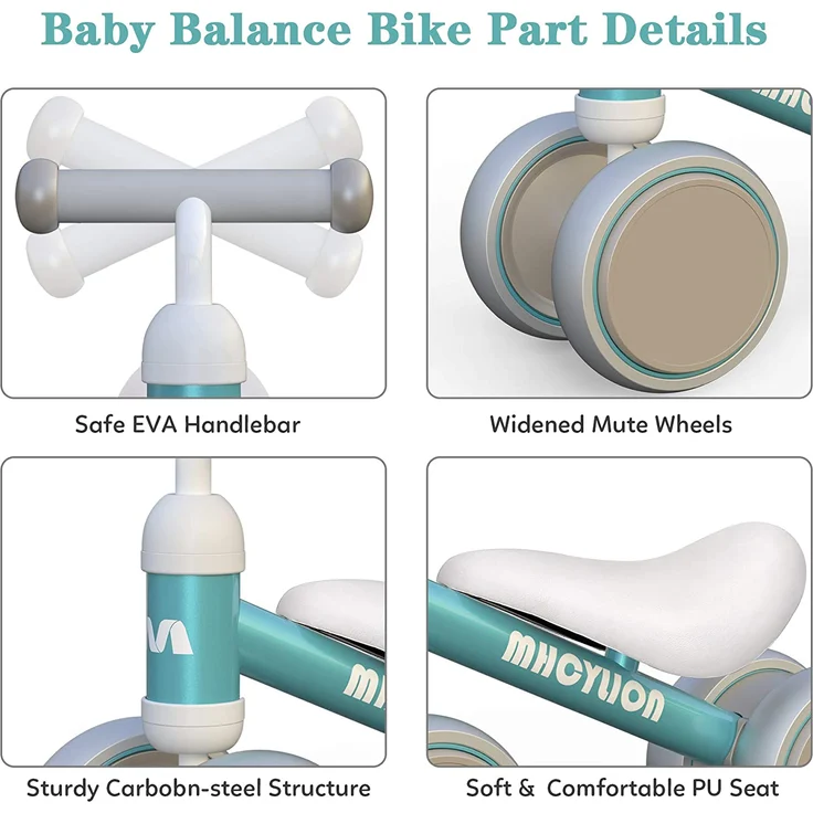 Kinder Laufrad ab 1 Jahr Balance Lauflernrad Spielzeug mit 4 Räder für 10 - 24 Monate Baby, Erst Rutschrad Fahrrad für Jungen Mädchen als Geschenke Grün – Bild 2