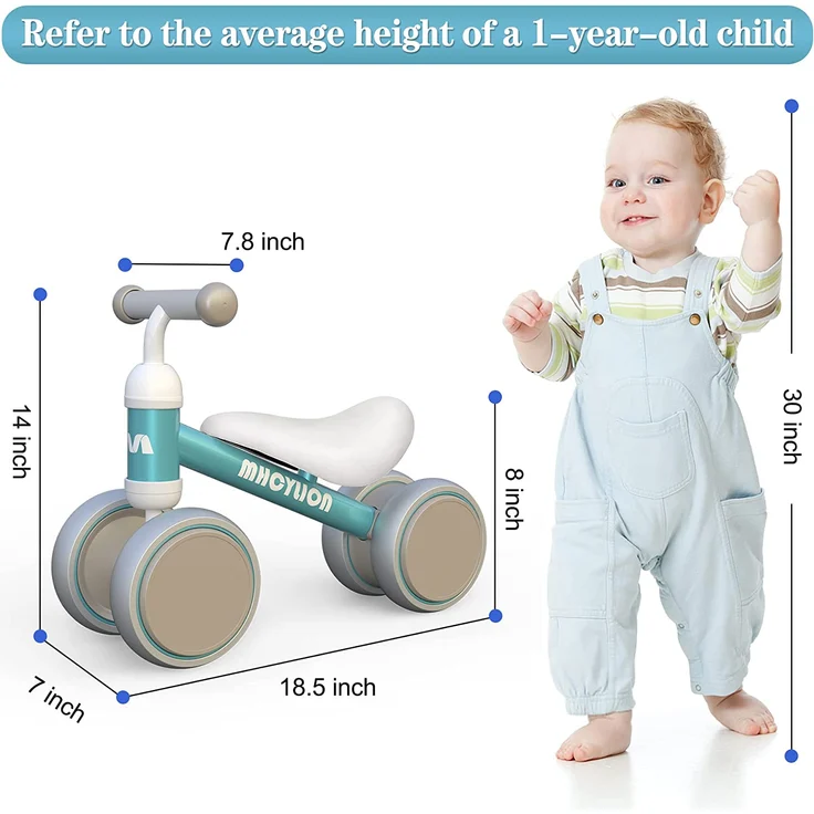 Kinder Laufrad ab 1 Jahr Balance Lauflernrad Spielzeug mit 4 Räder für 10 - 24 Monate Baby, Erst Rutschrad Fahrrad für Jungen Mädchen als Geschenke Grün – Bild 3