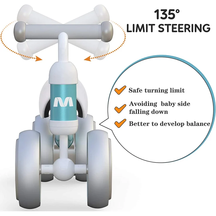 Kinder Laufrad ab 1 Jahr Balance Lauflernrad Spielzeug mit 4 Räder für 10 - 24 Monate Baby, Erst Rutschrad Fahrrad für Jungen Mädchen als Geschenke Grün – Bild 4
