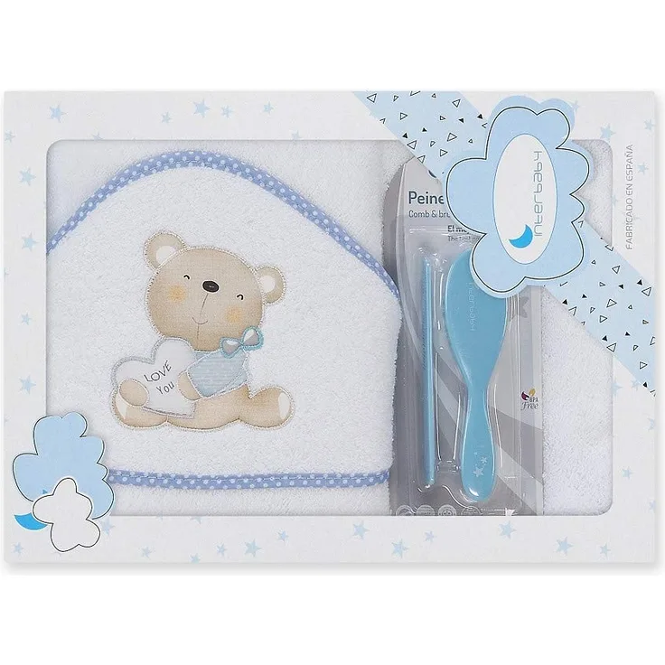badeumhang-Set Junior 100 cm Baumwolle weiß/blau 3-teilig