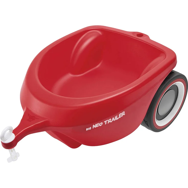 BIG Bobby-Car Neo Trailer, rot, Bobby-Car Anhänger für drinnen und draußen, für das BIG-Bobby-Car, Ladevolumen: 3 Liter, für Kinder ab 1 Jahr – Bild 1