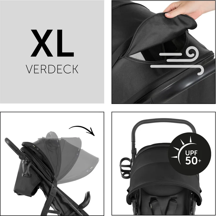 Hauck Buggy Rapid 4D Air, bis 25 kg, Schnell Faltbar, Sonnen Verdeck UPF 50 +, Lufträder und Gummiräder, Getränkehalter, Höhenverstellbar, Liegeposition, Leicht Abwischbar, Großer Einkaufskorb – Bild 5