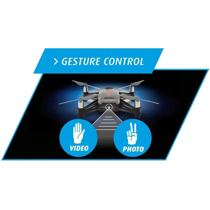Revell Control 23825 RC Kamera-Quadcopter ICON, 720p, 2.4 GHz Fernsteuerung, auch über Smartphone-App steuerbar, Gesichtserkennung Ferngesteuerter Quadrokopter, grau/schwarz – Bild 6