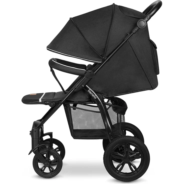LIONELO Annet Tour Kinderwagen bis 22 kg, verstellbarer Griff, zusammenklappbar, verstellbare Rückenlehne bis zur Liegeposition, wartungsfreie Räder, XXL-Verdeck, 5-Punkt-Gurt, Einkaufskorb – Bild 8